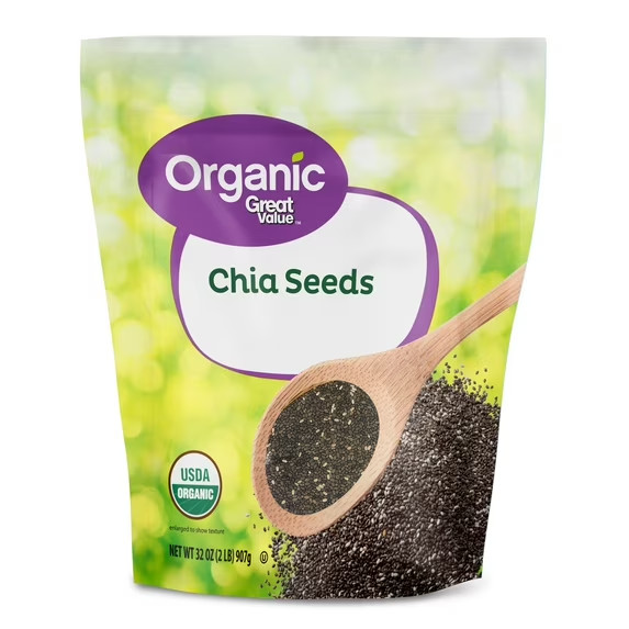 Great Value Organic Chia Seeds, 32 oz (907g) – USDA Organic, Gluten-Free..