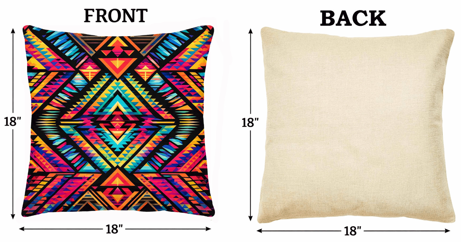 (2) Throw Pillows with Insert Aztec Native Design Art Deco Gift 18×18 DZ466