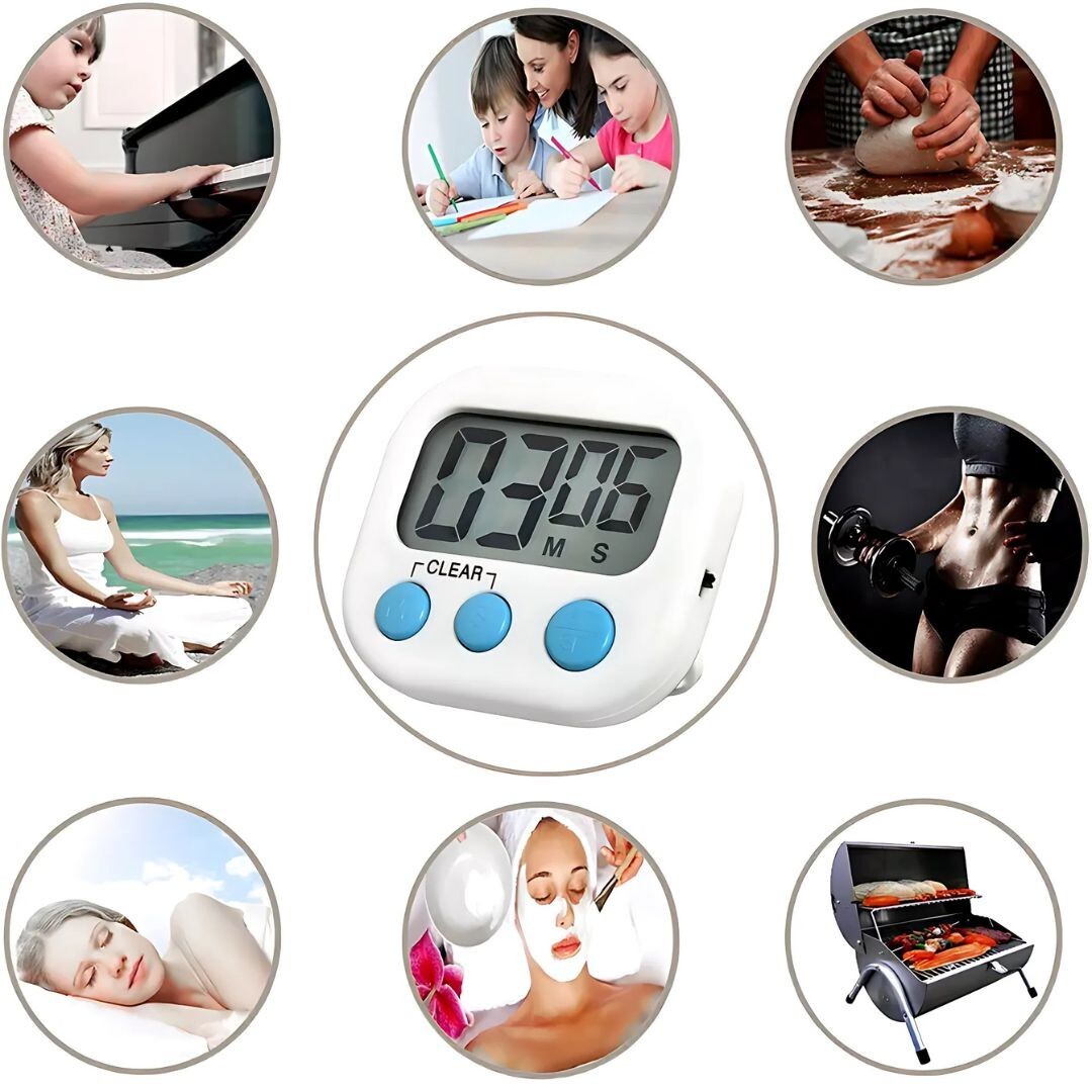 Large LCD Digital Kitchen Cooking Timer Count Down Up Clock Loud Alarm Magnetic