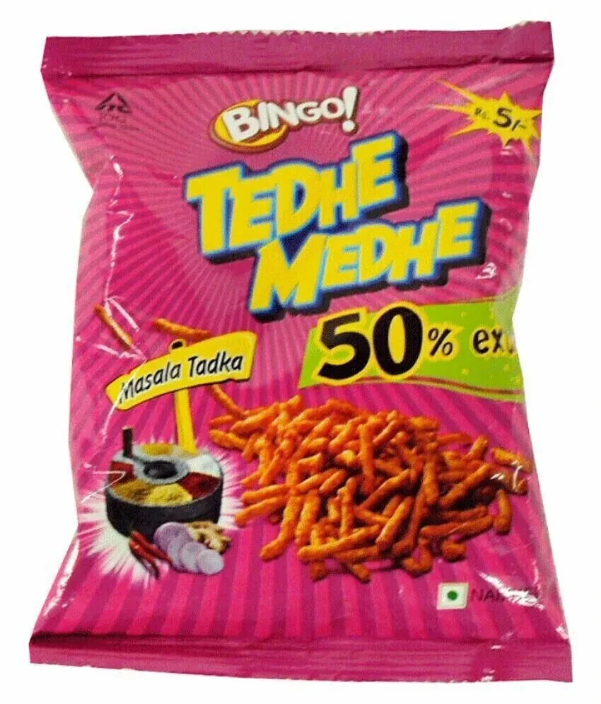 10 x Bingo Tedhe Medhe Mast Masala Tadka 25gm Each