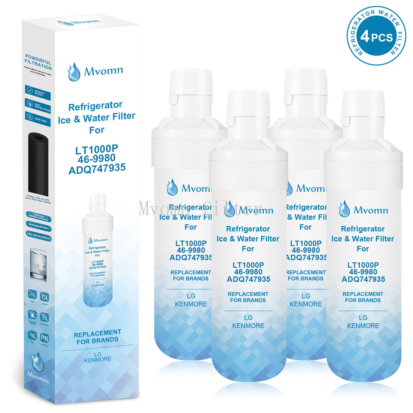 1~6 Packs Fits LG LT1000P/ADQ747935 GF-D706BSL Refrigerator Fresh Water Filter