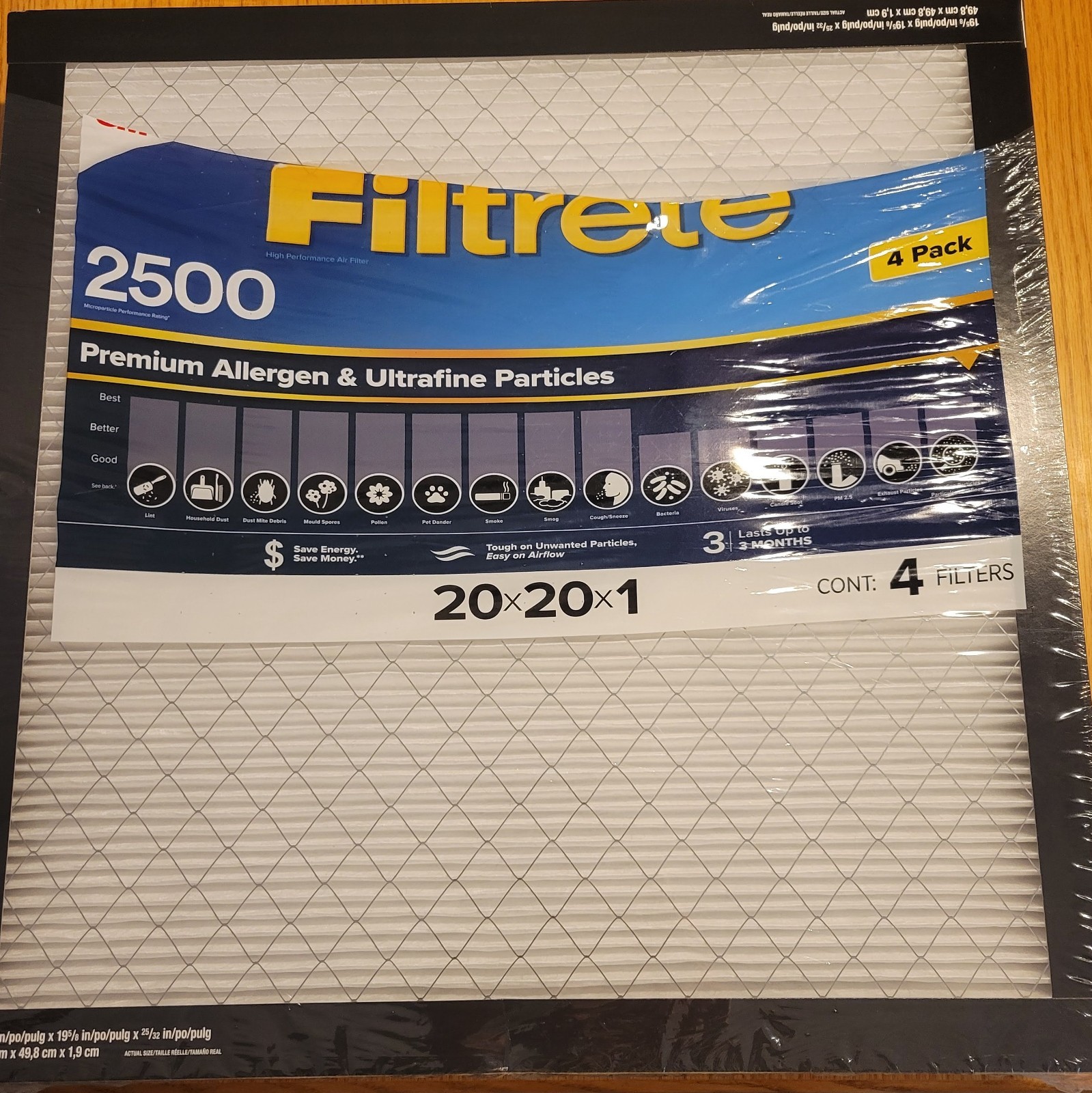 3M 2500 Series Filtrete 1″ Filter 4-pack, 20x20x1 Merv 14 Ultimate Filters