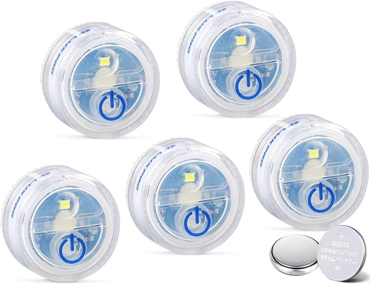 LUXPRO Waterproof Micro LED Puck Lights – Adhesive Under Cabinet Light – 5 Pack