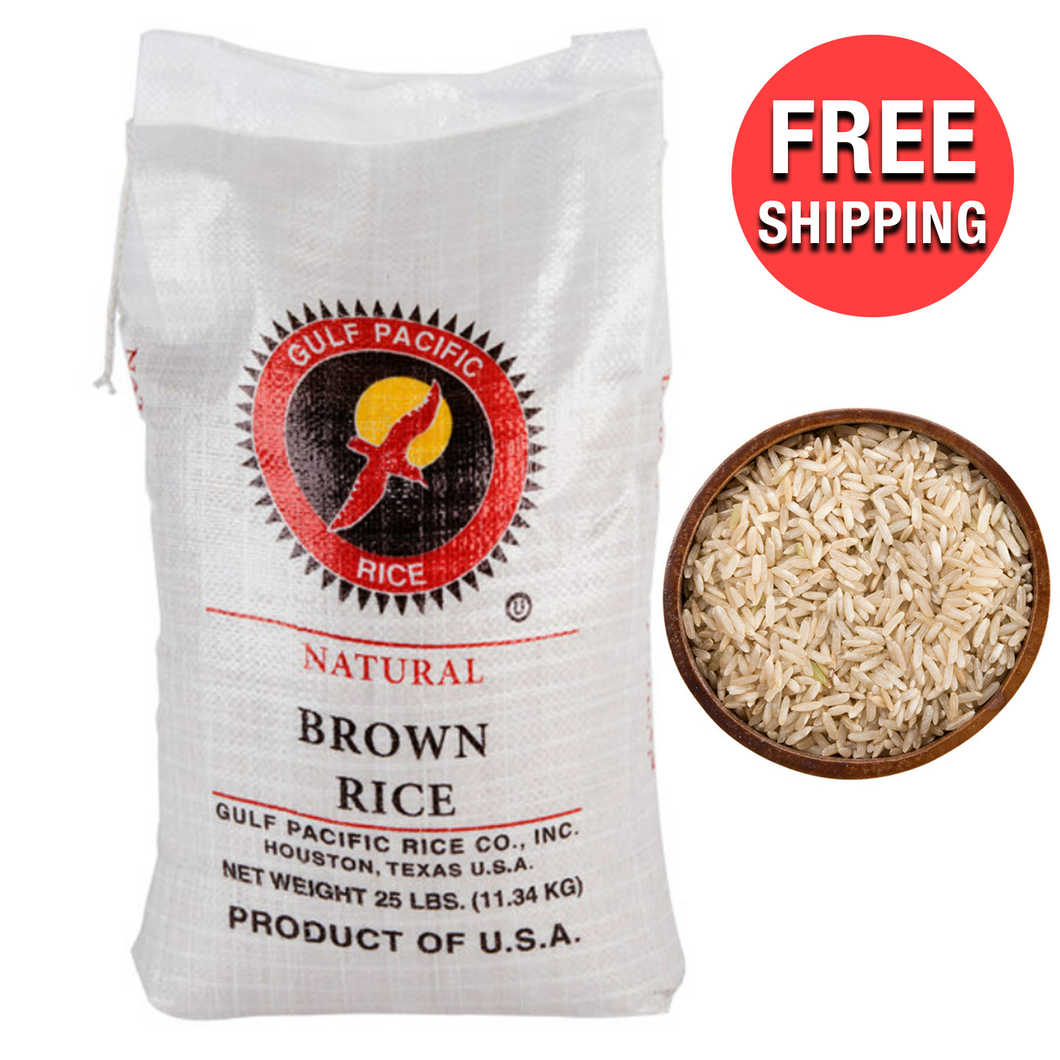 25 lb. Bulk Wholesale Supply Natural Brown Rice Non-GMO Gluten Free Made in USA