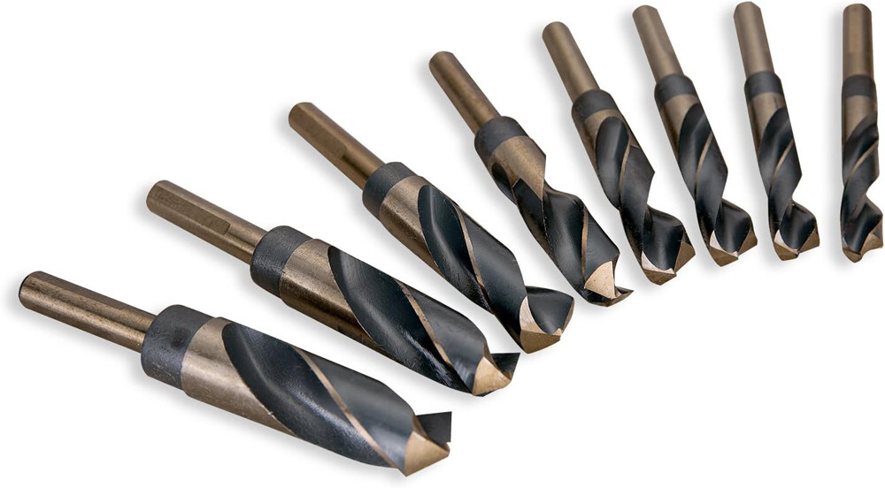 8 pc Jumbo Silver and deming Industrial Cobalt drill bit set 1/2″ Reduced Shank