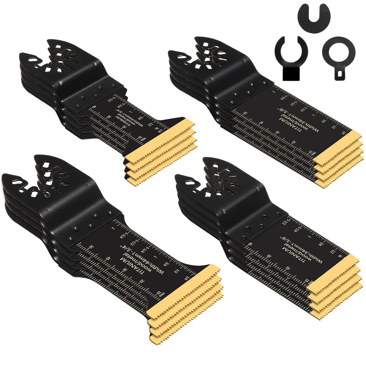 18 PCS Titanium Oscillating Tool Blades Metal Cutting, Universal Multitool Blade