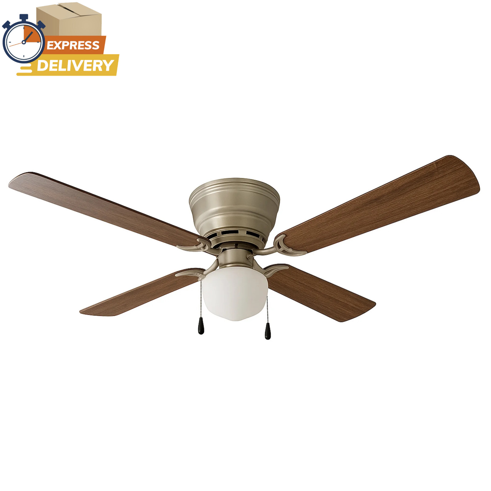 42″ Hugger Indoor Ceiling Fan with Single Light, Satin Nickel, 4 Blades 💪👌