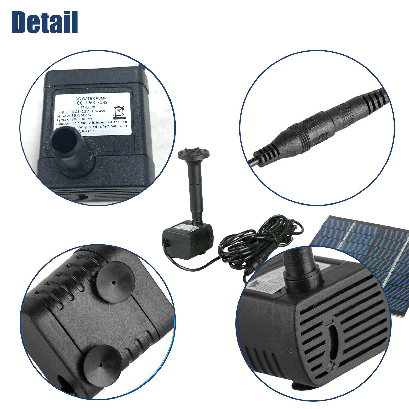 Solar Power Fountain Submersible Floating Water Pump Bird Bath Pond Garden Pool