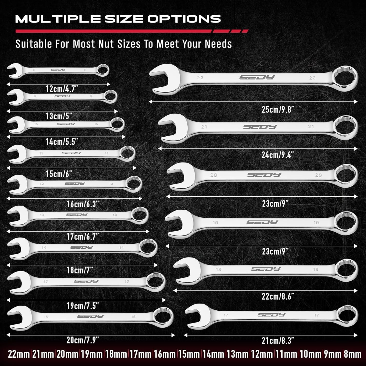 30-Piece Combination Wrench Set – Open End Wrench Set with Organizer Professi…