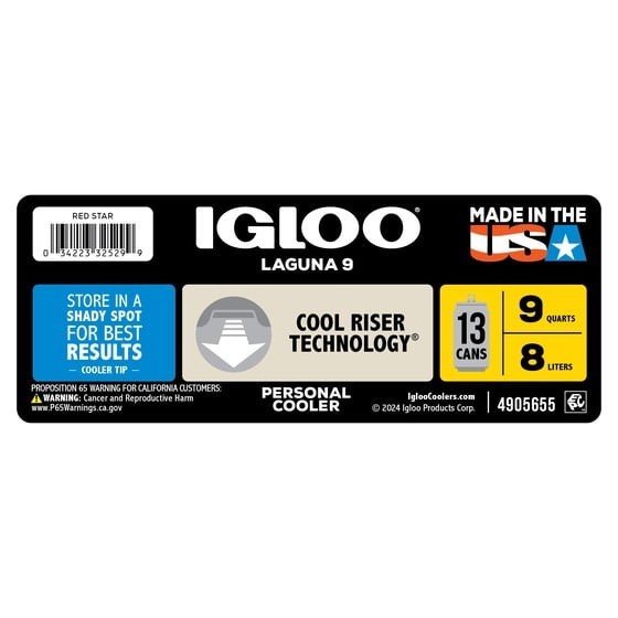 Igloo Small Cooler, 9 Quart Laguna Ice Chest, 13 Can Capacity, Red