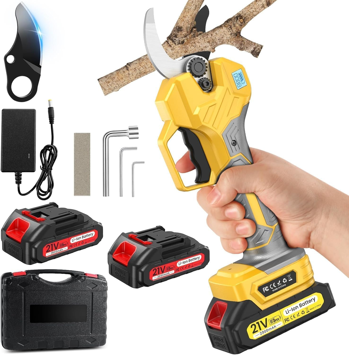 Electric Pruning Shears , Loppers 1000W Brushless Motor Cutting 2.6 Inch Diamete