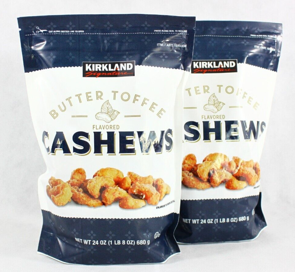 2 Bags Kirkland Butter Toffee Flavored Cashews 24 Oz Each Free Shipping 10/2024