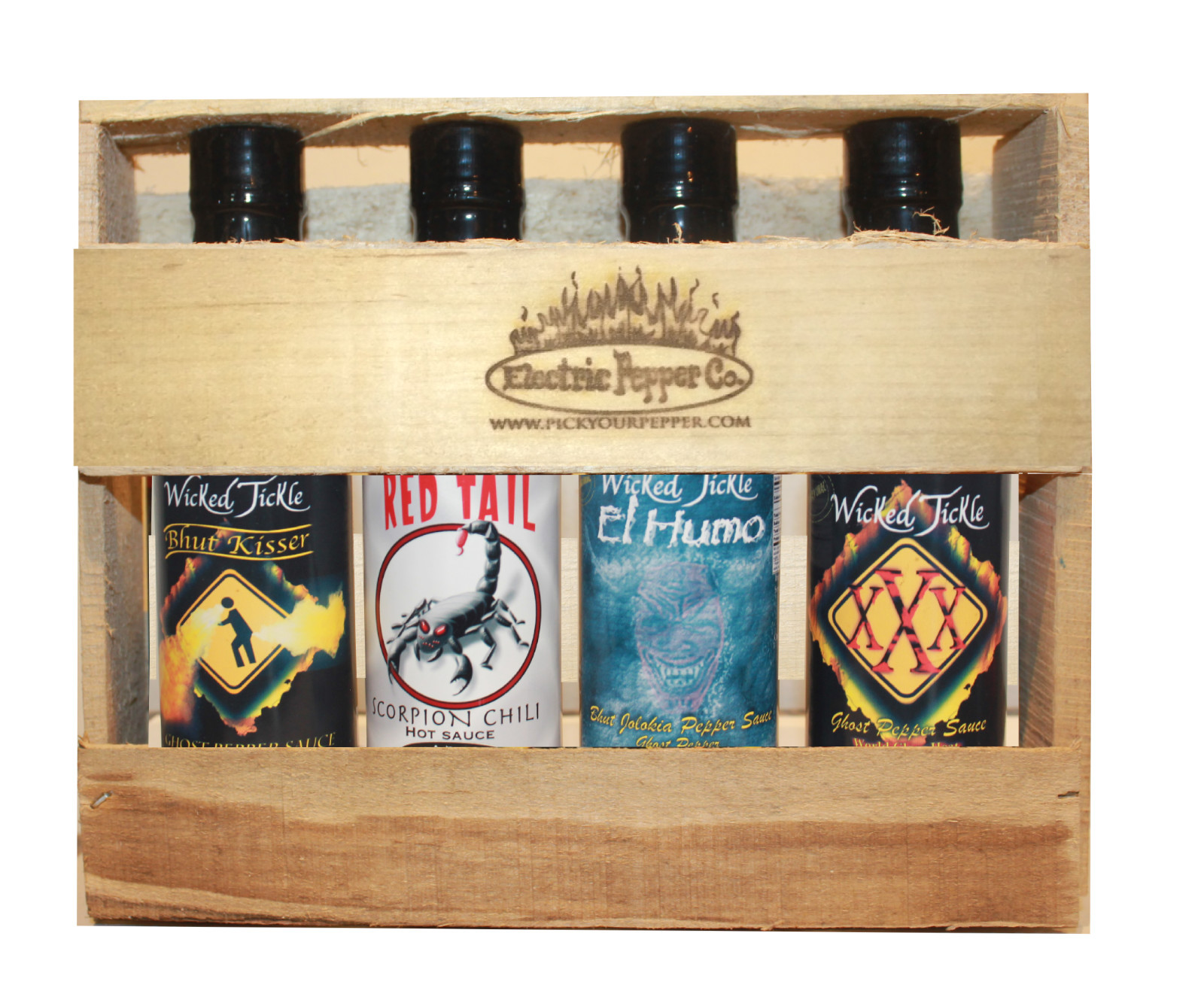 Hot Sauce Gift Set Ghost Pepper Trinidad Scorpion Box 4 Pack Wicked Tickle