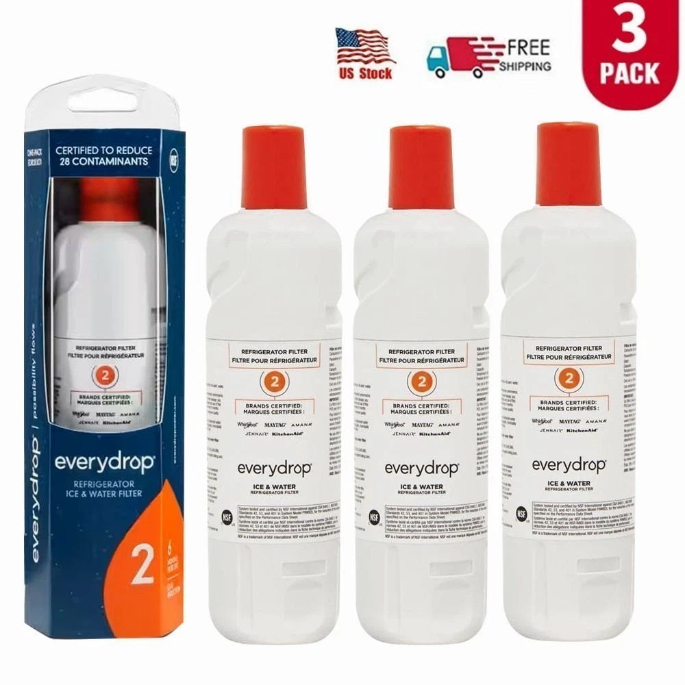 3-PACK ΕVΕRYDROP ΕDR2RXD1 Refrigerator Wate Filter 2 Replacement Home NEW US
