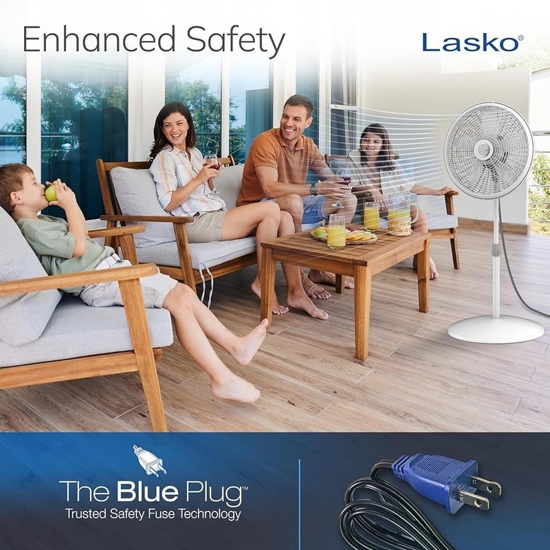 Adjustable Height Oscillating Fan Three Speed Powerful Cooling Indoor Use