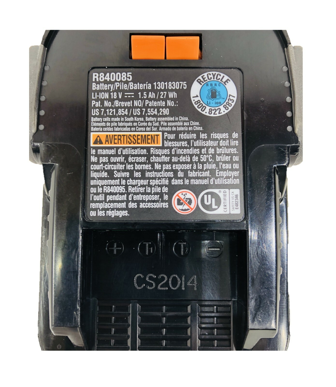 2 RIDGID 18 VOLT HYPER LITHIUM-ION BATTERIES – R840085