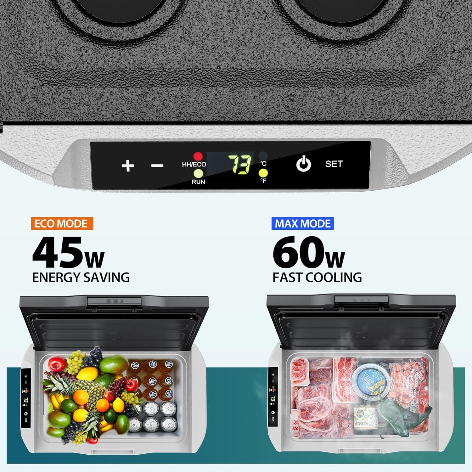 12V Portable Refrigerator Freezer -4℉~68℉ Car Cooler 12/24V DC 110V AC Camping