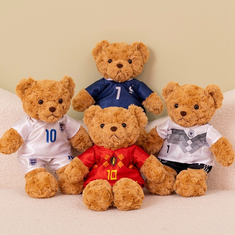 Soccer Jersey Teddy Bear Plush Toy Football Fan Gift Stuffed Animal