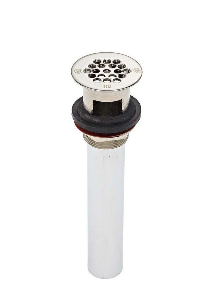 McGuire 155-A Chrome Bathroom Sink Drain w/Overflow Open Grid 1 ¼” x 17ga