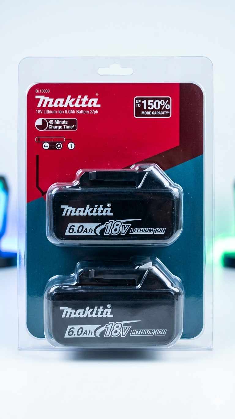 Makita 6.0Ah 18V Lithium-Ion Battery 2 Pack (BL1860B2)