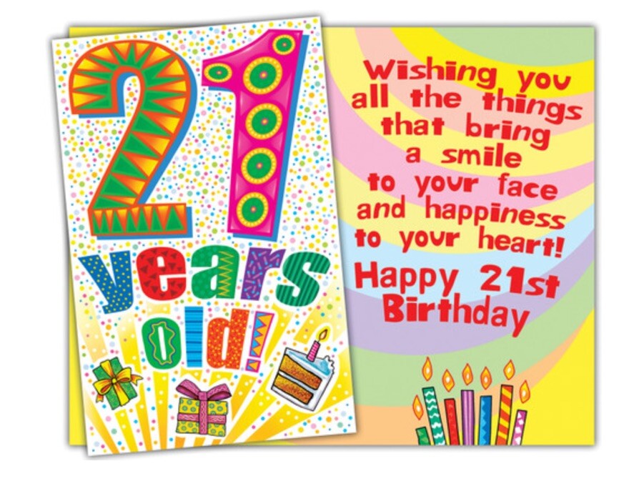 Birthday 21 Years Old Happy 21st Year Happiness 5”x7.75” Stockwell Greeting Card