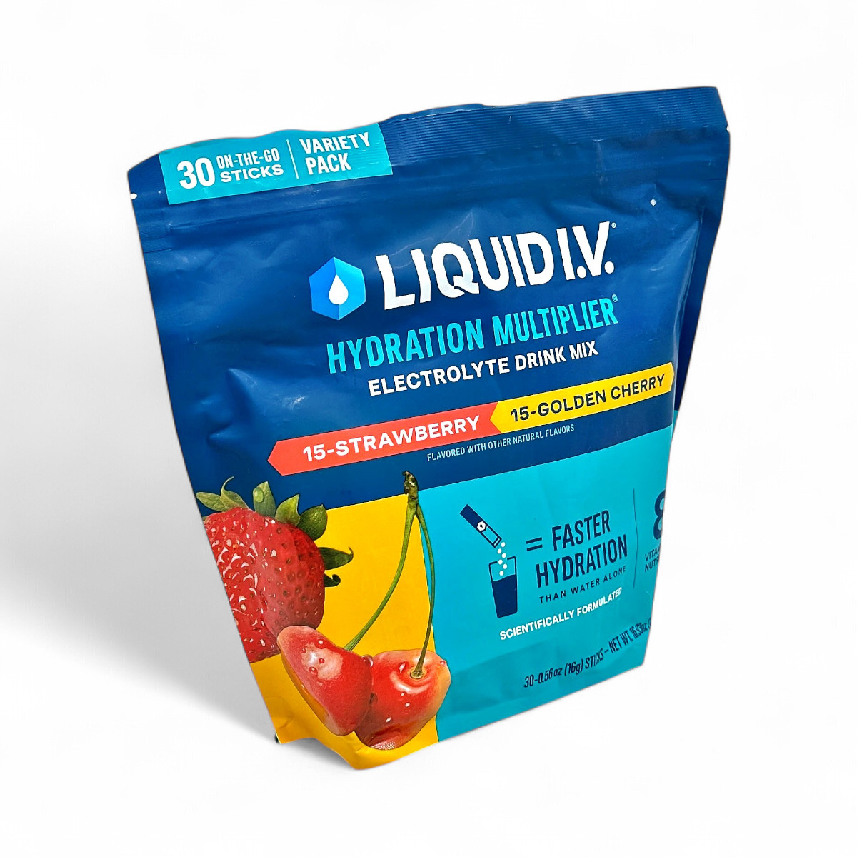 Liquid I.V. Electrolyte Drink Mix Strawberry / Golden Cherry 30-Sticks