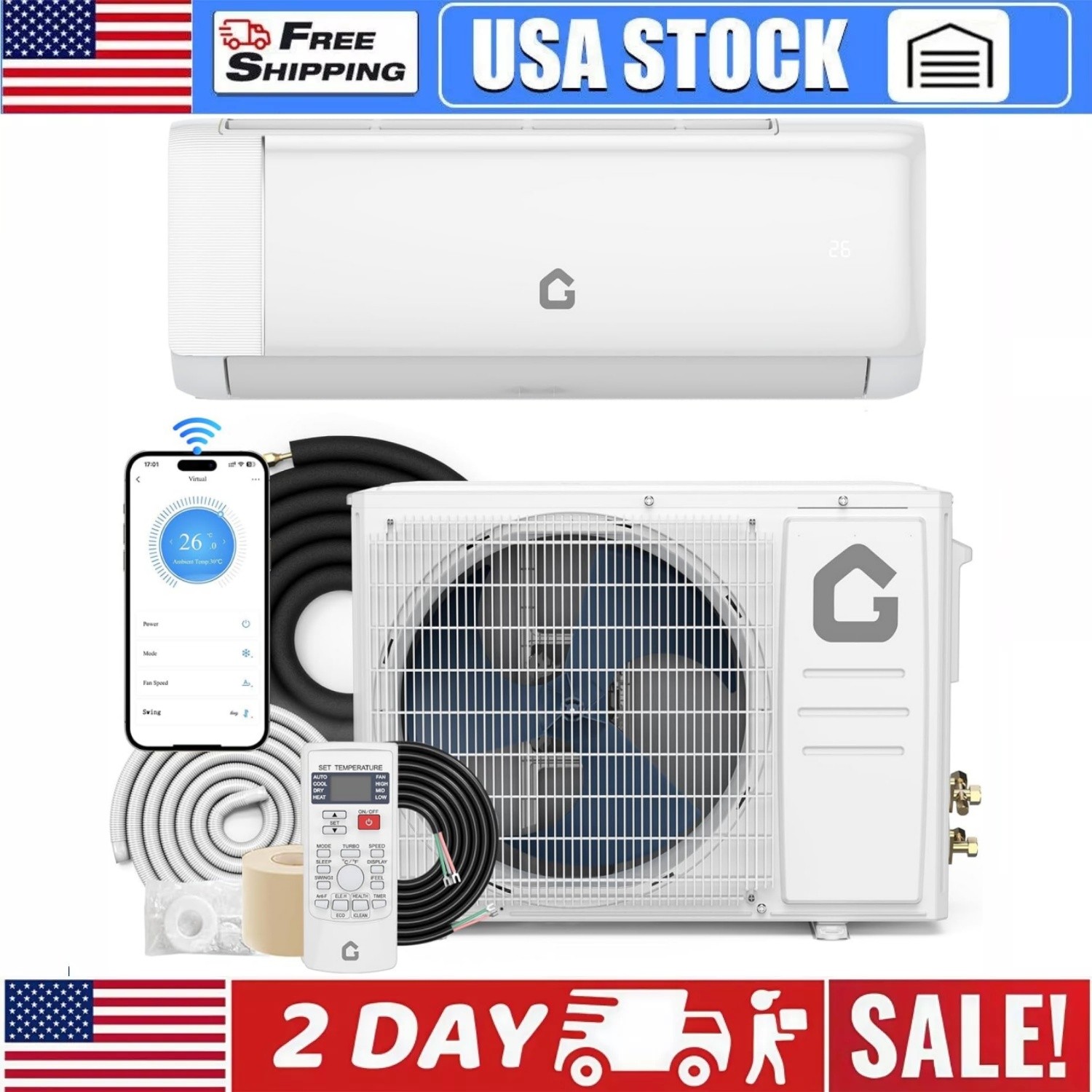 12000 BTU Mini Split Air Conditioner Heat Pump System SEER2 22 Up to 750 Sq.Ft