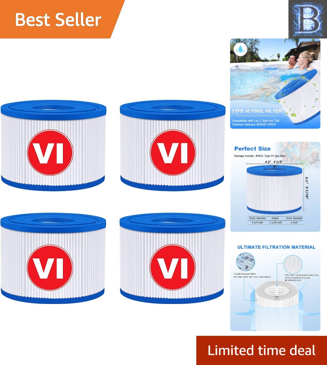 Efficient 4 Pack Type VI Filters for Coleman SaluSpa – Ultimate Water Clarity