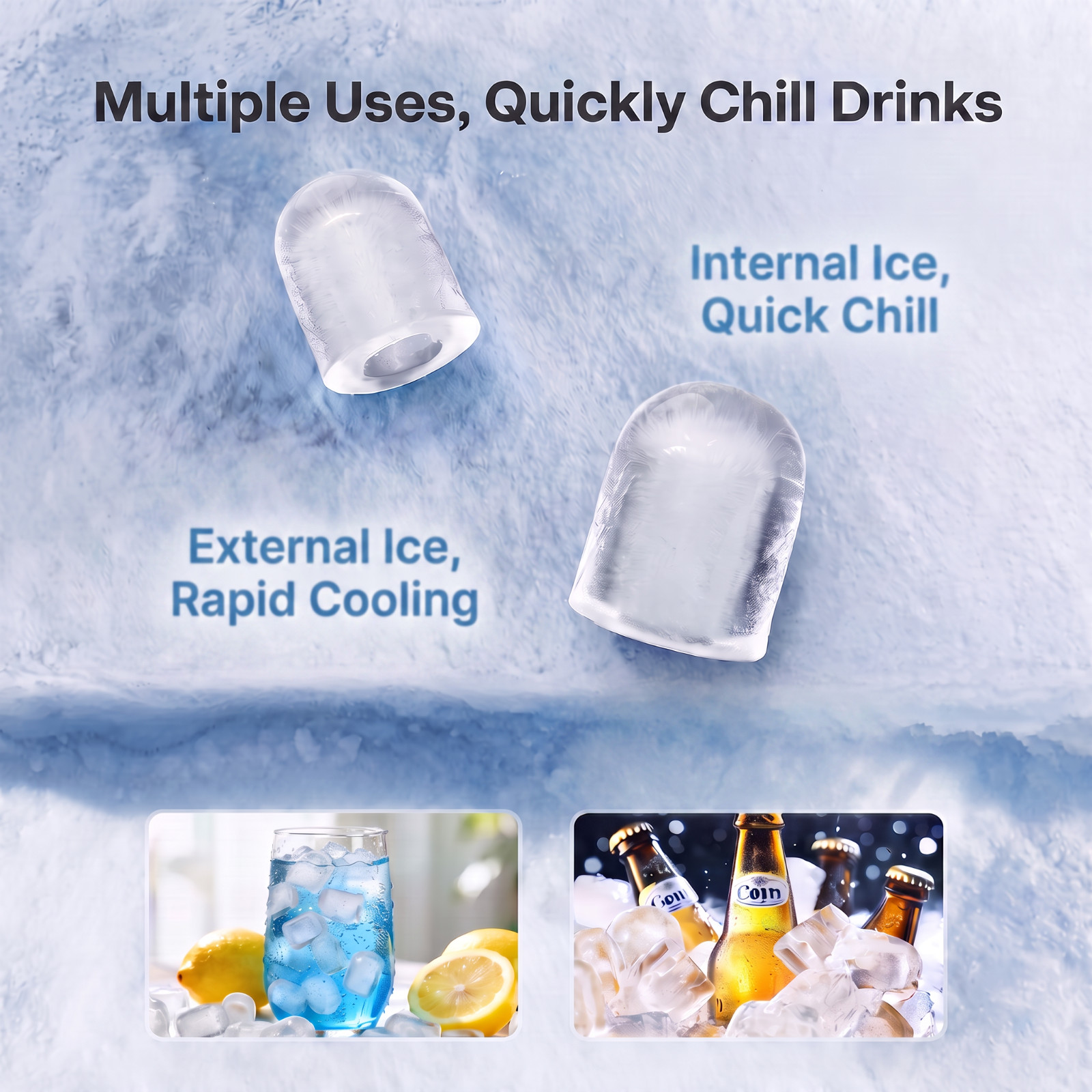Portable Countertop Ice Maker 6-8 Mins 26lbs/Day w/Handle, Kitchen 2 Cube Sizes