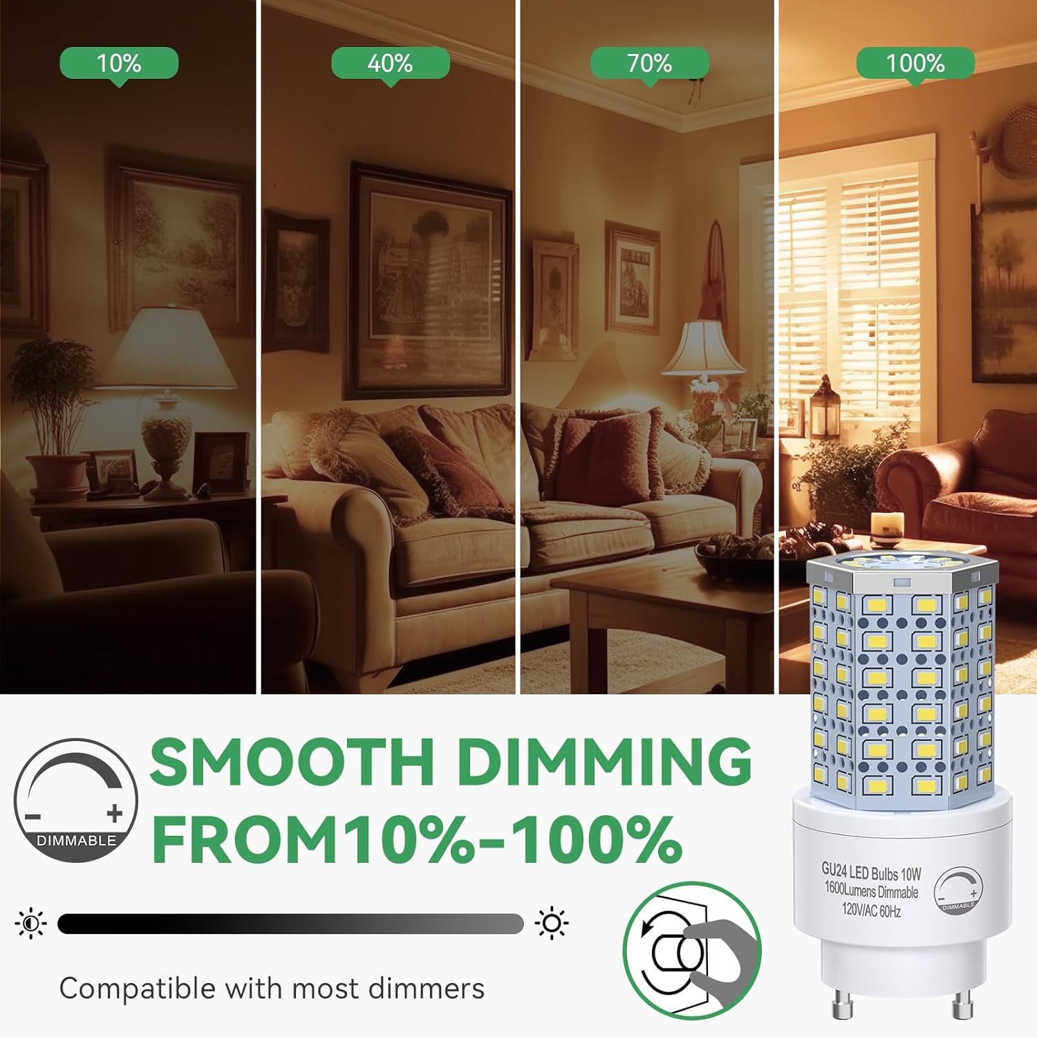 GU24 LED Light Bulb Dimmable 10W 5000K Daylight 1600 Lumens 100W Equivalent Repl