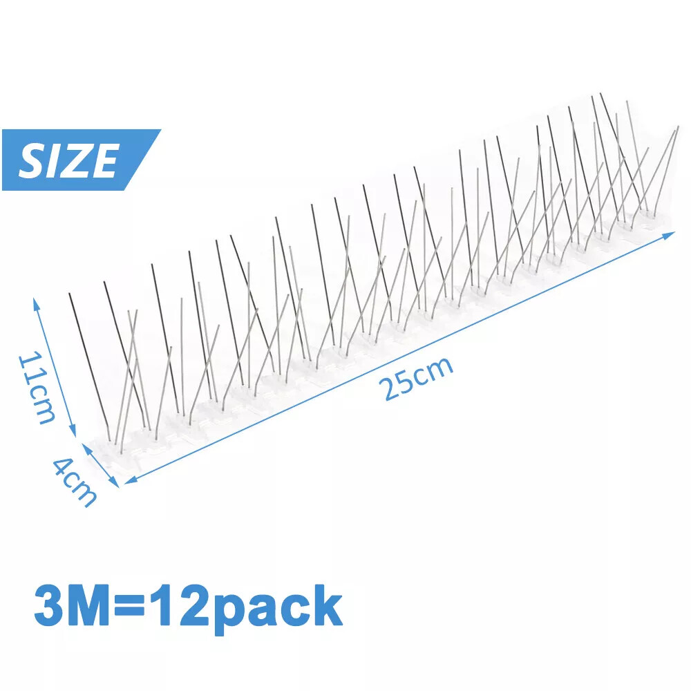 4× Bird Spikes for Small Birds Pigeons 10 Feet /12Strips anti Bird Fence Spike
