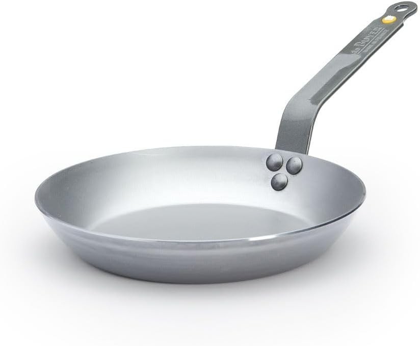 De Buyer Mineral B Round Carbon Steel 9.5″ Fry Pan, Naturally Nonstick,Oven safe