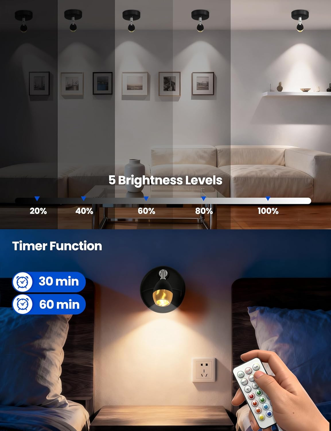 Spot Lights Indoor with Remote: Battery Operated Uplighting, Led Wireless Upligh