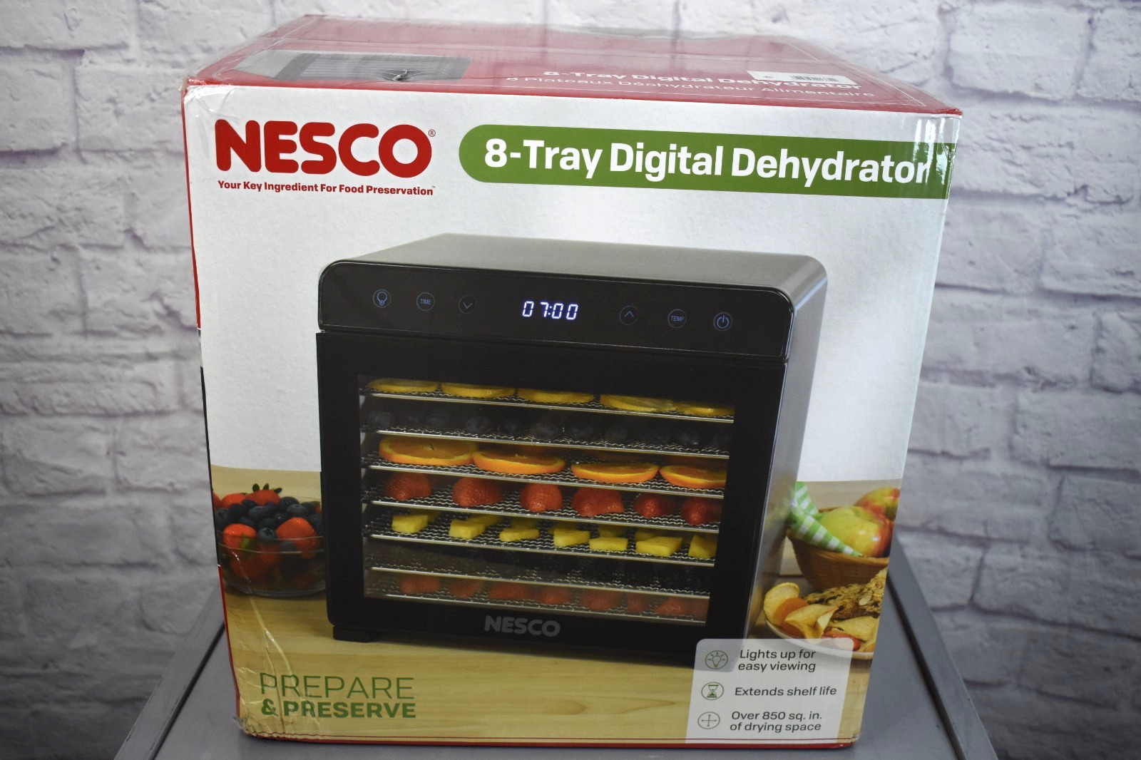 Nesco 8 Tray Stainless Steel Food Dehydrator 650W Glass Door NEW