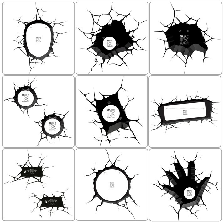 3D Deco Light FX Avengers Replacement Crack Wall sticker Led Wall Light Sticker