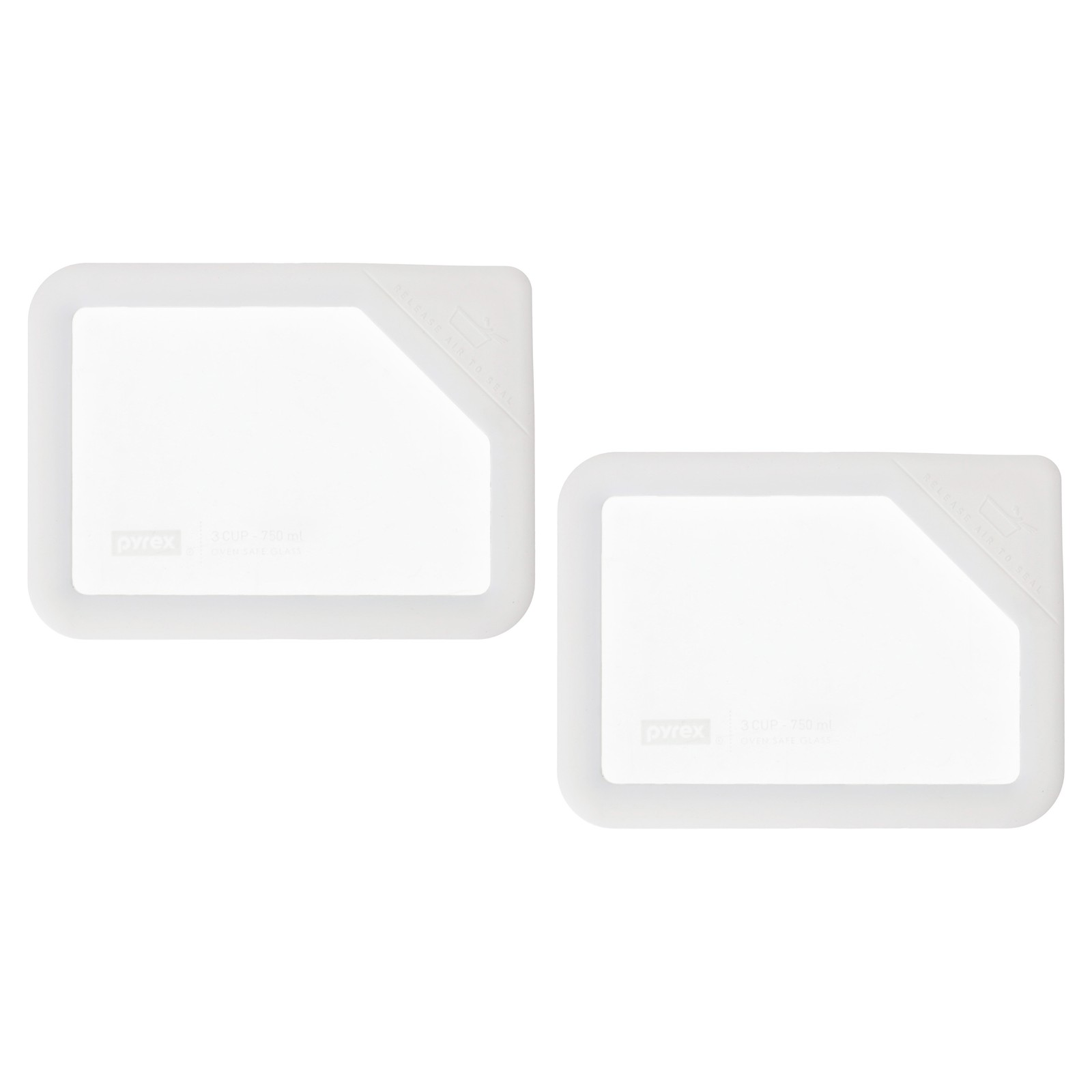 Pyrex OV-7210 Ultimate 3-Cup White Silicone Rimmed Glass Lid (2-Pack)