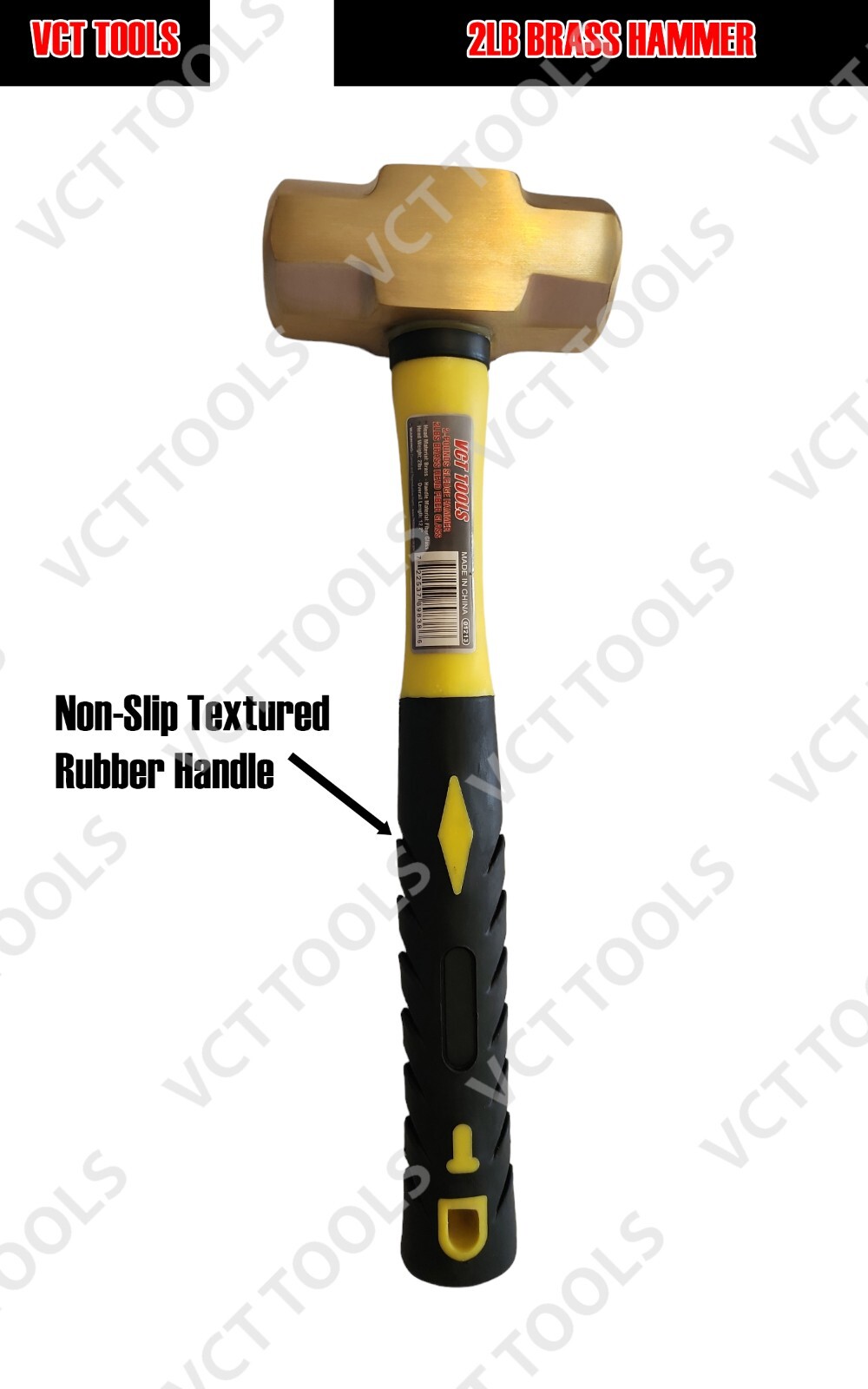 2 Pound Solid Brass Hammer with Hickory Wood Handle Non Marring Non Sparking 2lb