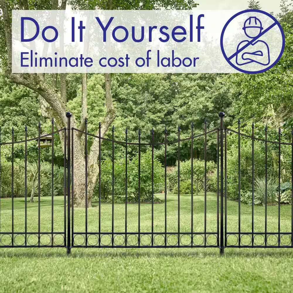 Beaumont 40.4 In. H X 49.6 In. W Black Steel 3-Rail Fence Panel (4-Pack)