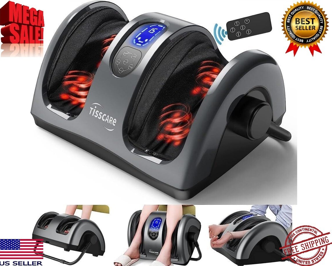 TISSCARE Shiatsu Foot Massager with Heat, Foot Massager For Neuropathy. Gray 212