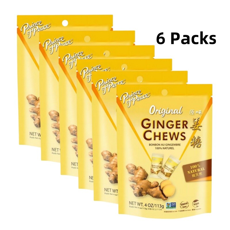 Pack of 6 – Original Ginger Chews- 4oz -Natural Ginger Candy-Soft Sweets