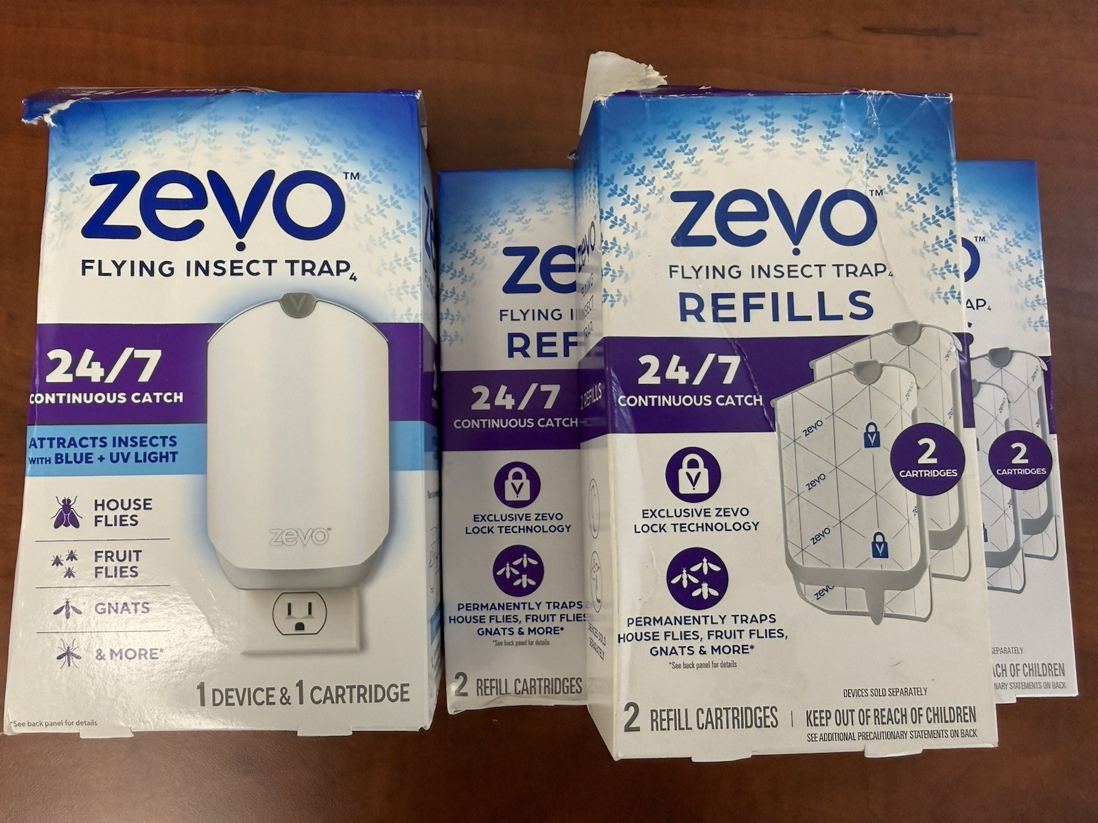 Zevo Flying Insect Trap (1 Plug-in Base + 7 Cartridges) Featuring Blue UV Light