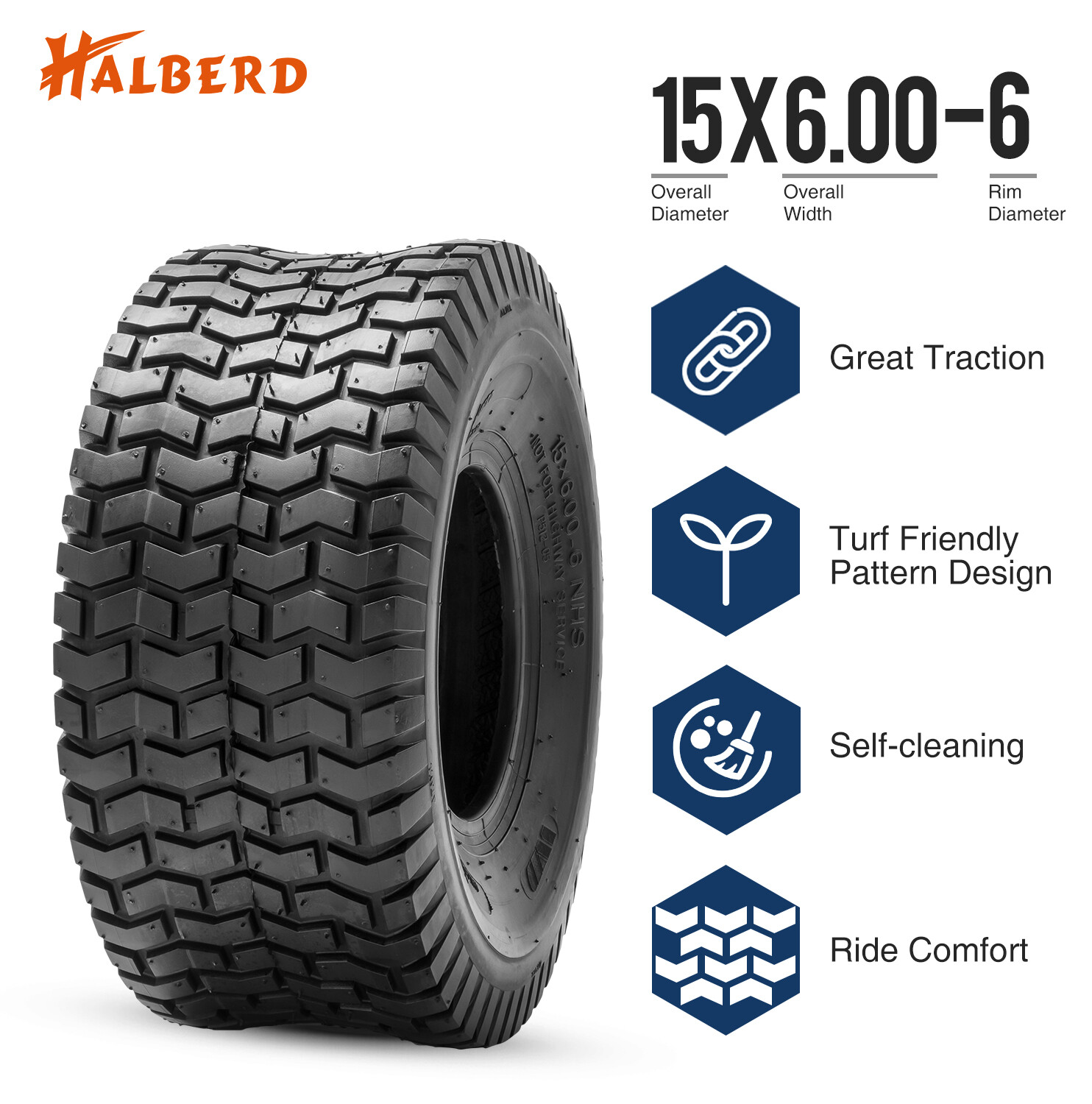 Set 4 15×6.00-6 20×8.00-8 Turf Lawn Mower Tires 15x6x6 Front 20x8x8 Rear 4 Ply