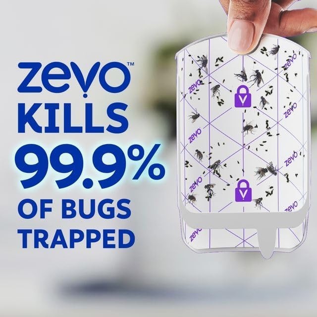Zevo Flying Insect Trap Starter Kit – 2 Plug-in Bases + 2 Refill Cartridges-UV