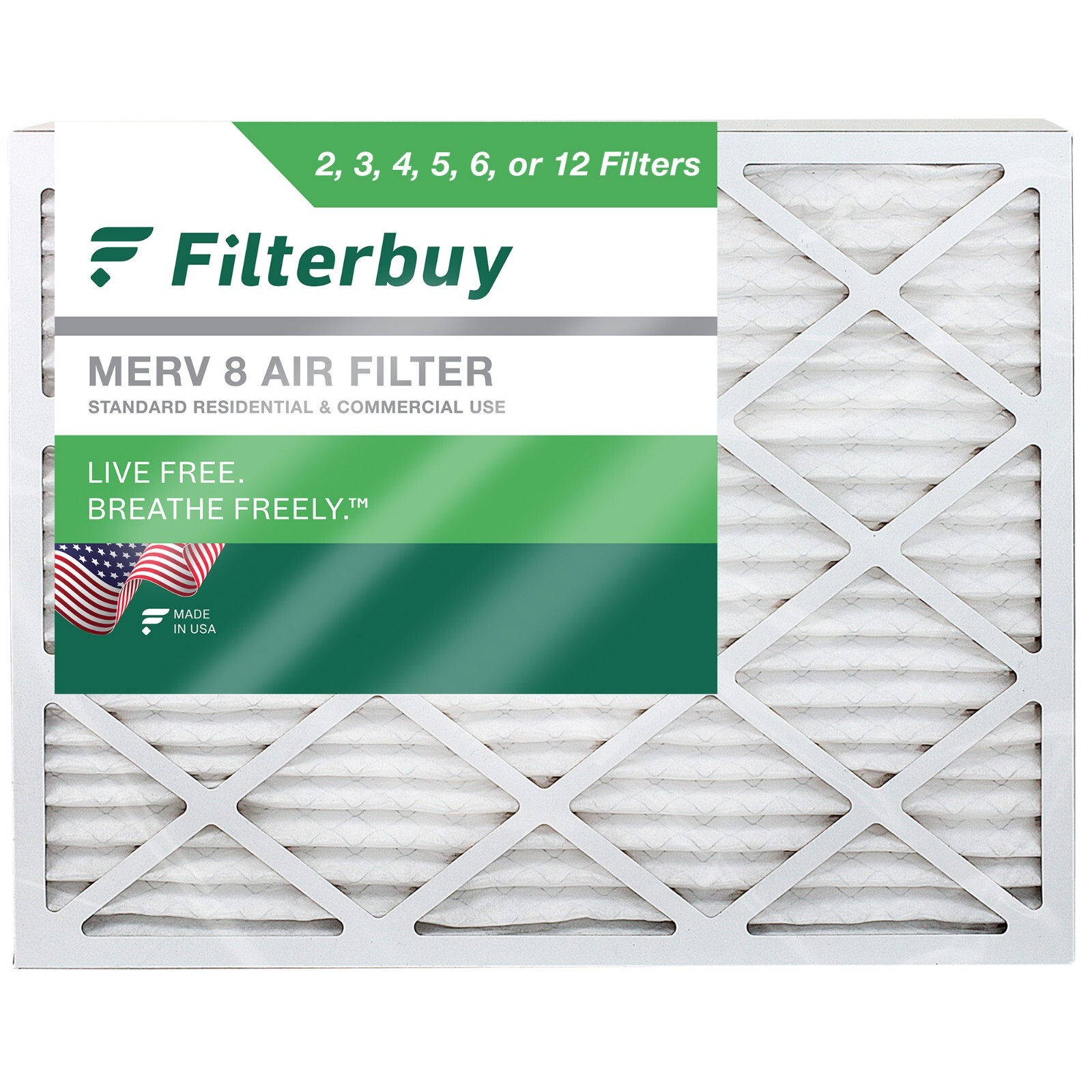 Filterbuy 16x20x2 Pleated Air Filters, Replacement for HVAC AC Furnace (MERV 8)