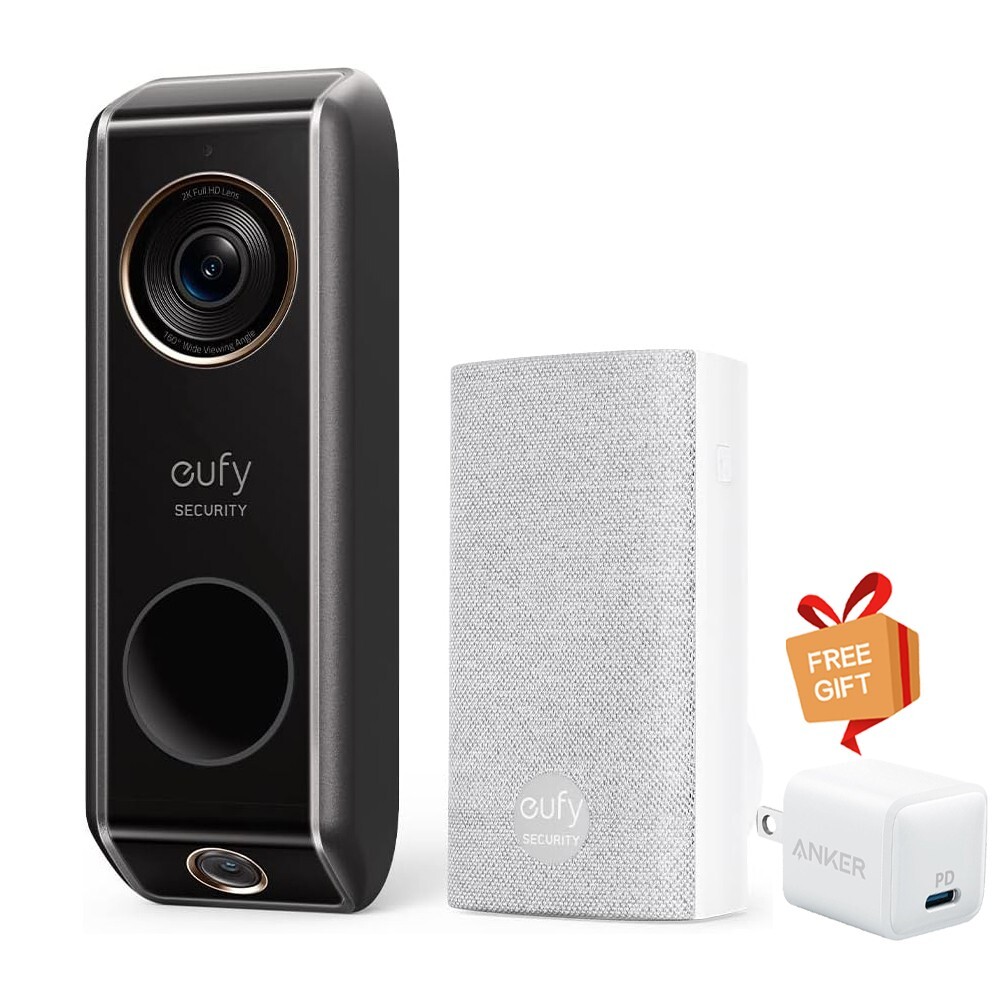 eufy Dual Camera Smart Video Doorbell + Chime 2K HDR Security Cam work w/ Alexa
