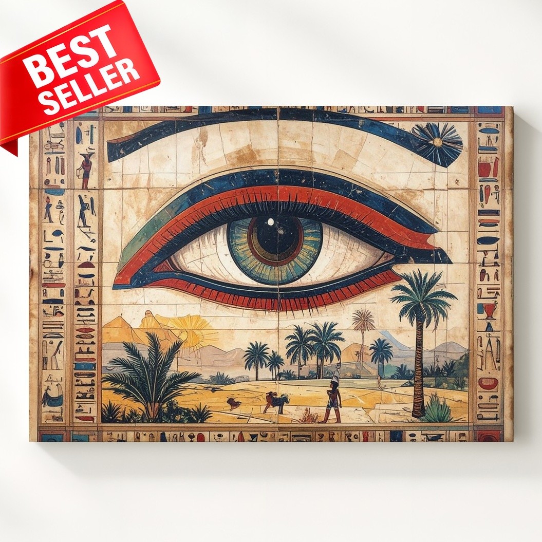 Canvas Protection Daily Life Egyptian Traditional Centered Around Large Wall Art