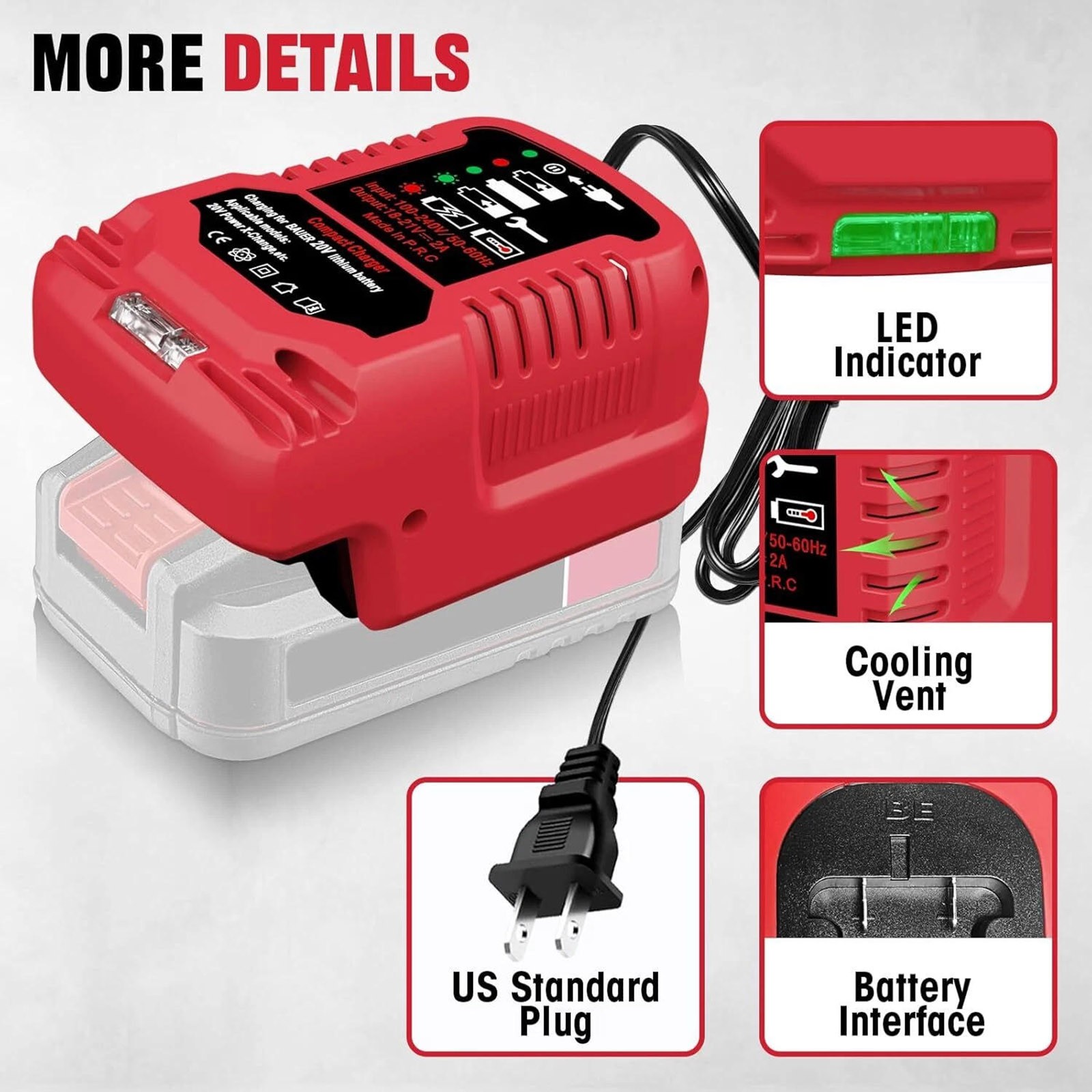 Bauer 20V Hypermax Battery Charger with LED Light Indicator – 2A Output