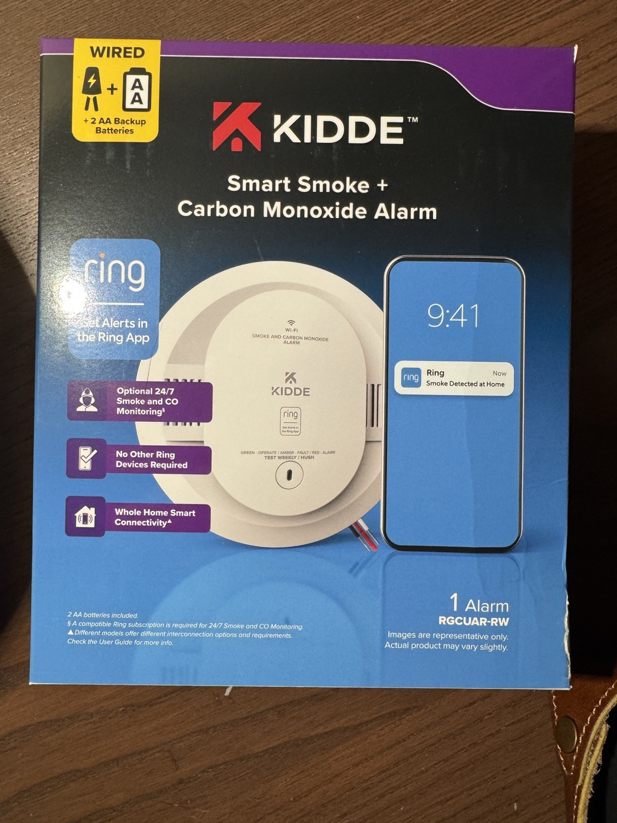 Kidde Ring Smart Smoke & Carbon Monoxide Detector Hardwired RGCUAR-RW Wi-Fi