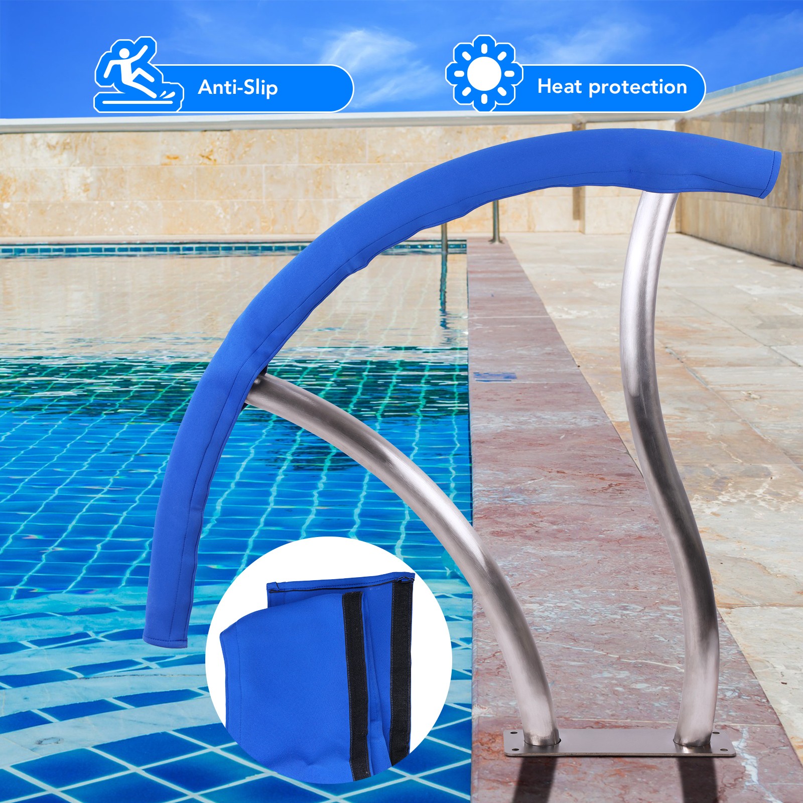 Garvee 2-Pack Stainless Steel Pool Handrails 30″x30″ 250Lbs for Inground Pools