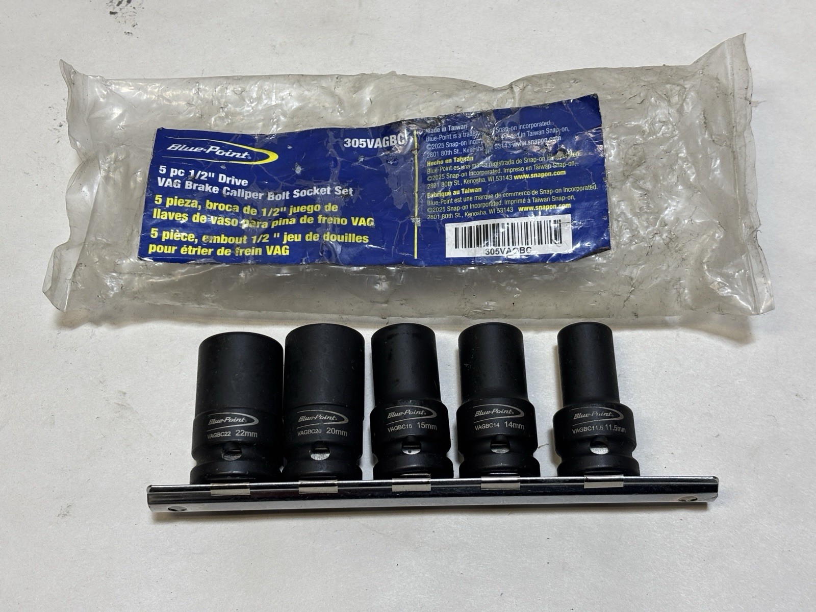 BLUE POINT 5-pc 1/2″ Drive V.A.G. Brake Caliper Bolt Socket Set 305VAGBC